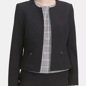 Calvin Klein Collarless Zipper Front Blazer